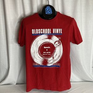 Bench T Shirt Old School Vinyl Graphic Small Red Record Player 1989 Small
